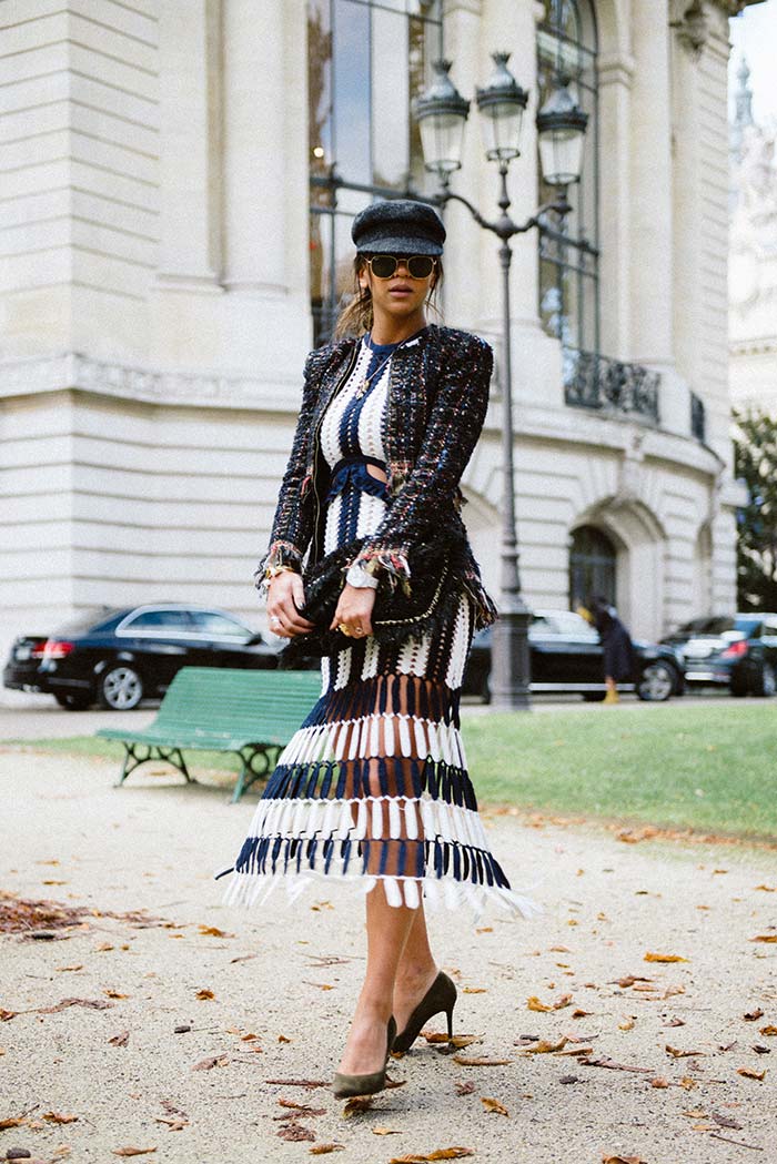 Paris Fashion Week Street Style Crochet Dress